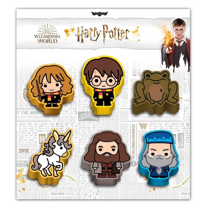 Set 6 Gume De Sters Harry Potter Wizard, Multicolor