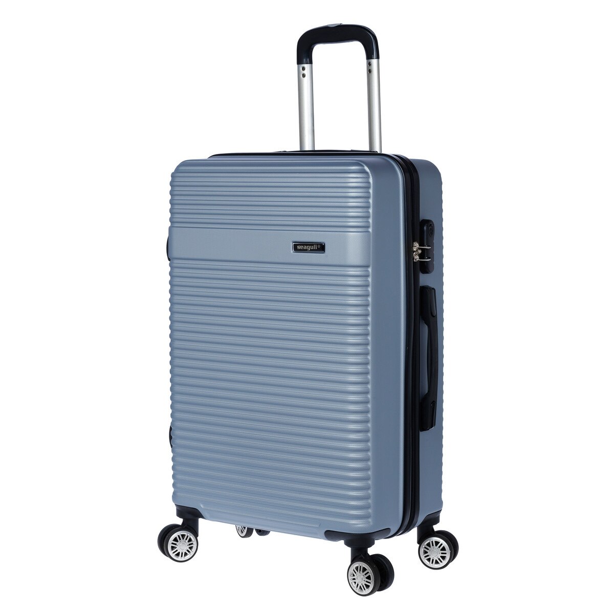 Troler Mediu, Seagull, ABS, 4 Roti Duble, Cifru, SG 170 - 66 cm, Argintiu