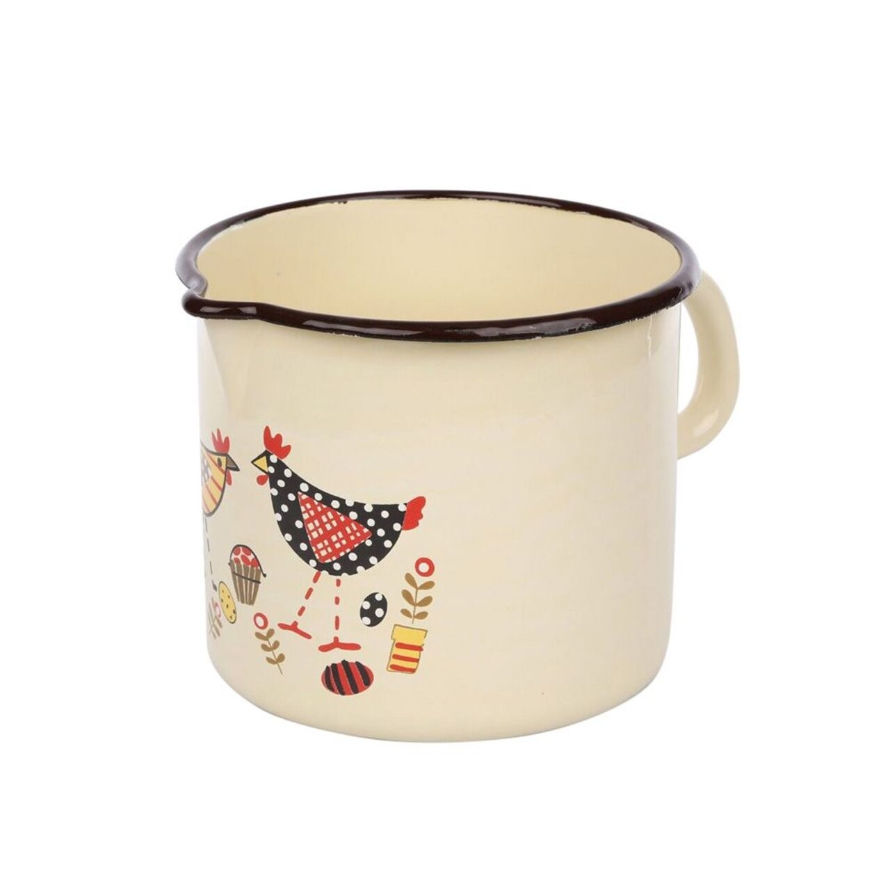 Cana email, Silesia, Hen, 800 ml, crem/multicolor