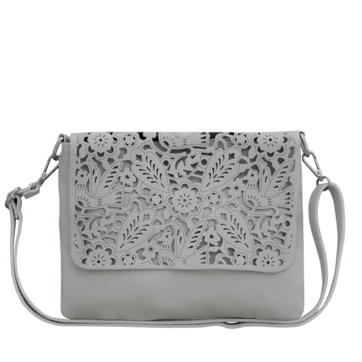 Eva Bags valódi bőr crossbody táska, Liana fehér 2