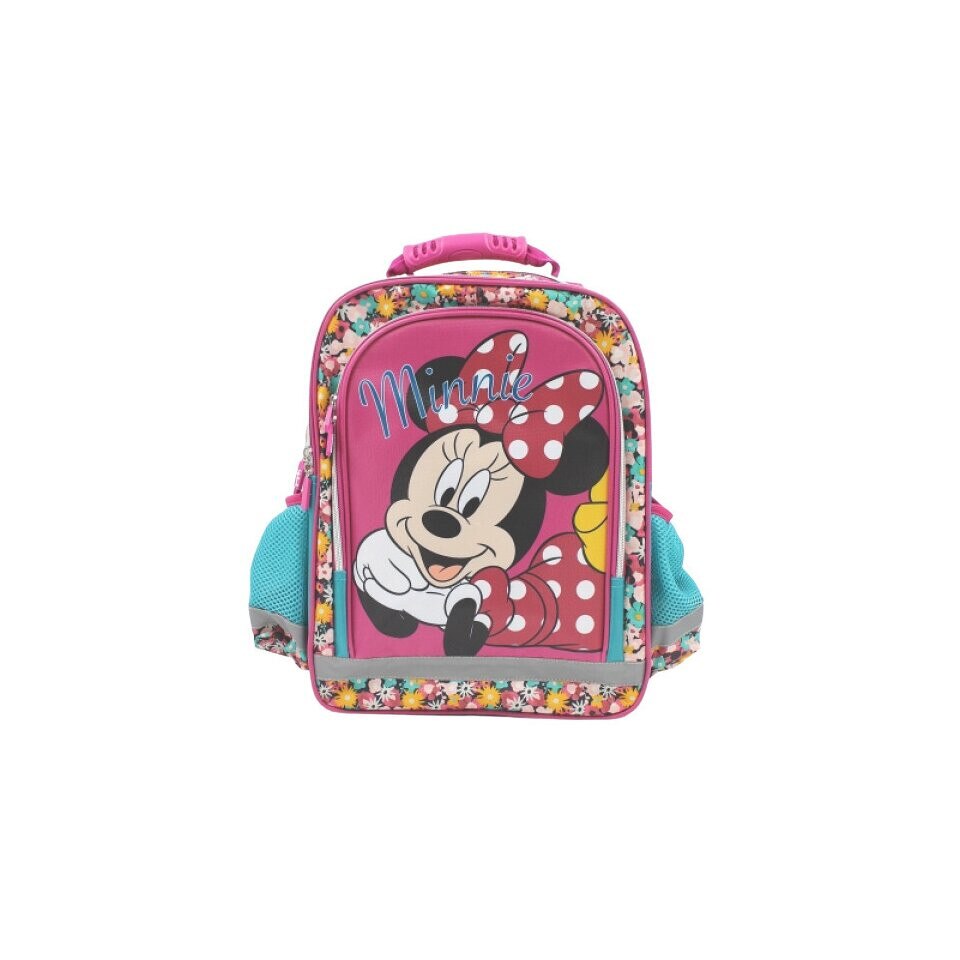 Ghiozdan, Minnie Mouse, roz cu floricele