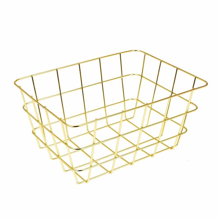 Кошница за съхранение, 24 х 18 см, метал, златист