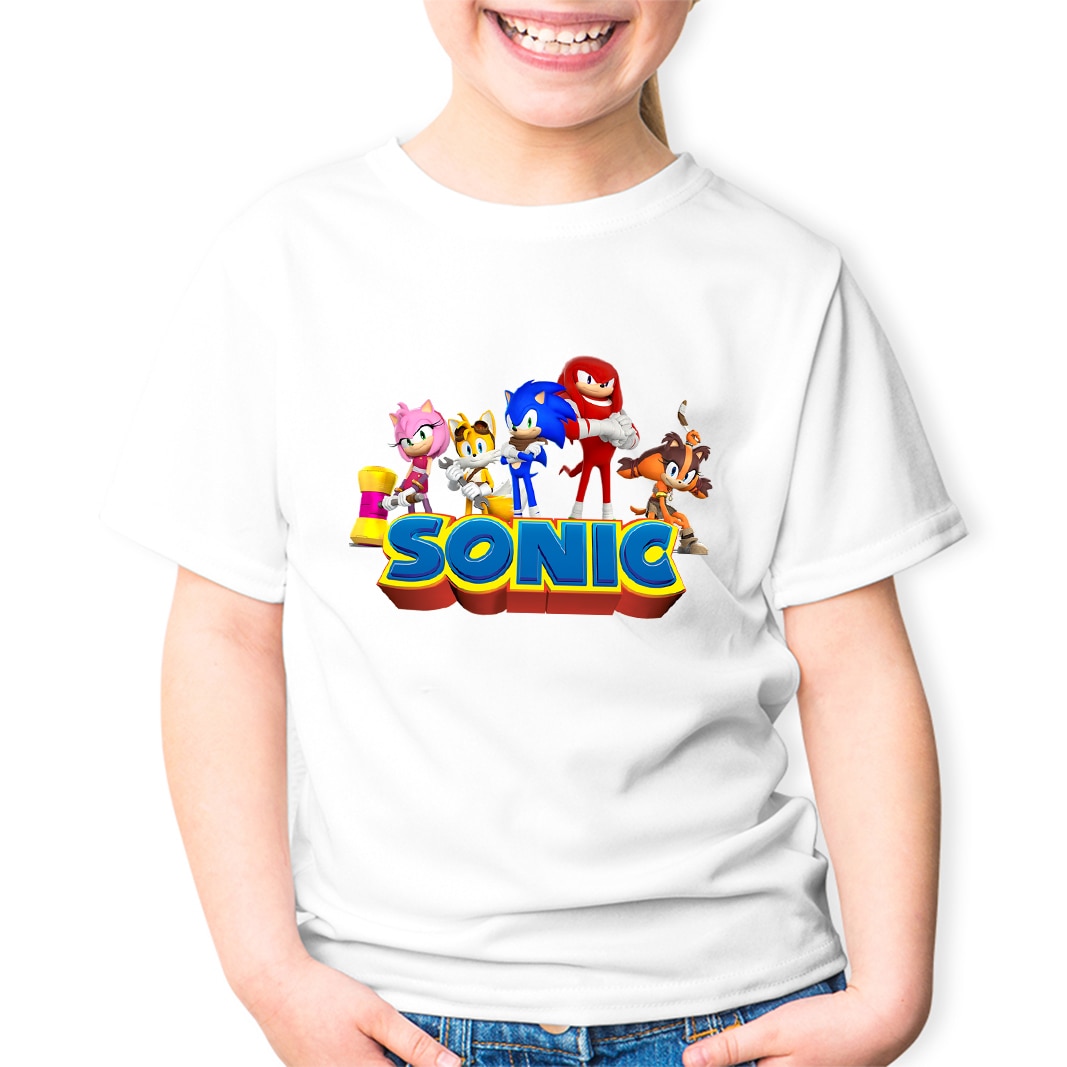 Tricou copii Sonic Boom All Team Echipa, Alb