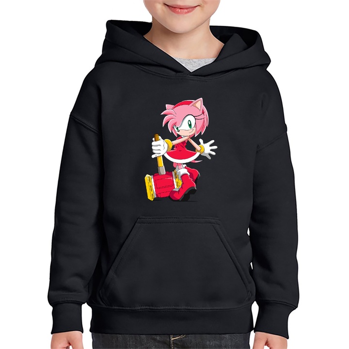Hanorac copii Sonic Amy Rose Atleta Alergatoare, Negru