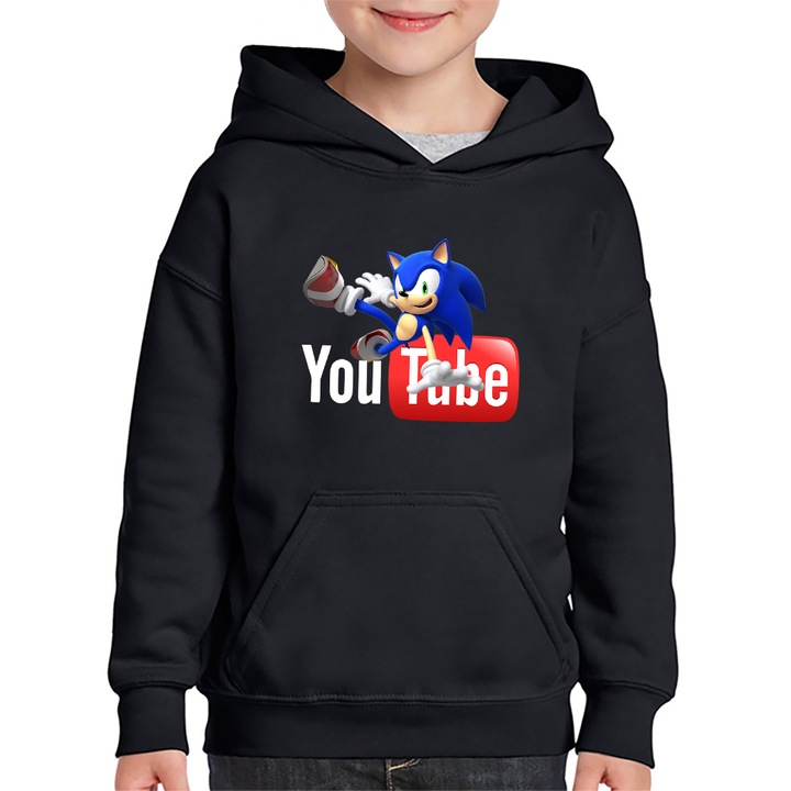 Hanorac copii Sonic the Hedgehog Youtube Youtuber Creator, Negru