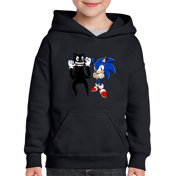 Hanorac copii Cartoon Cat Sonic the Hedgehog Epic Game, Negru