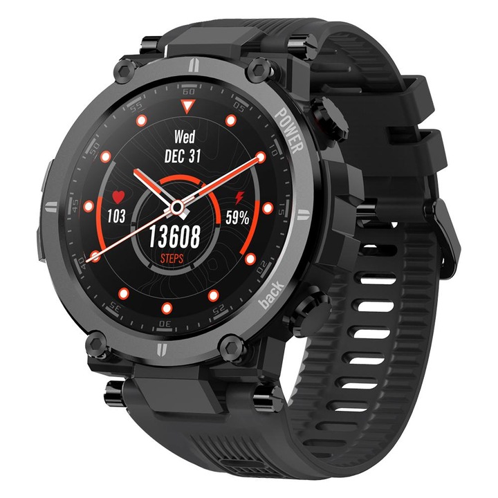 Smartwatch Kospet Raptor, sport, display IPS 1.3 inch, waterproof, monitorizare ritm cardiac, pedometru, RAPTOR