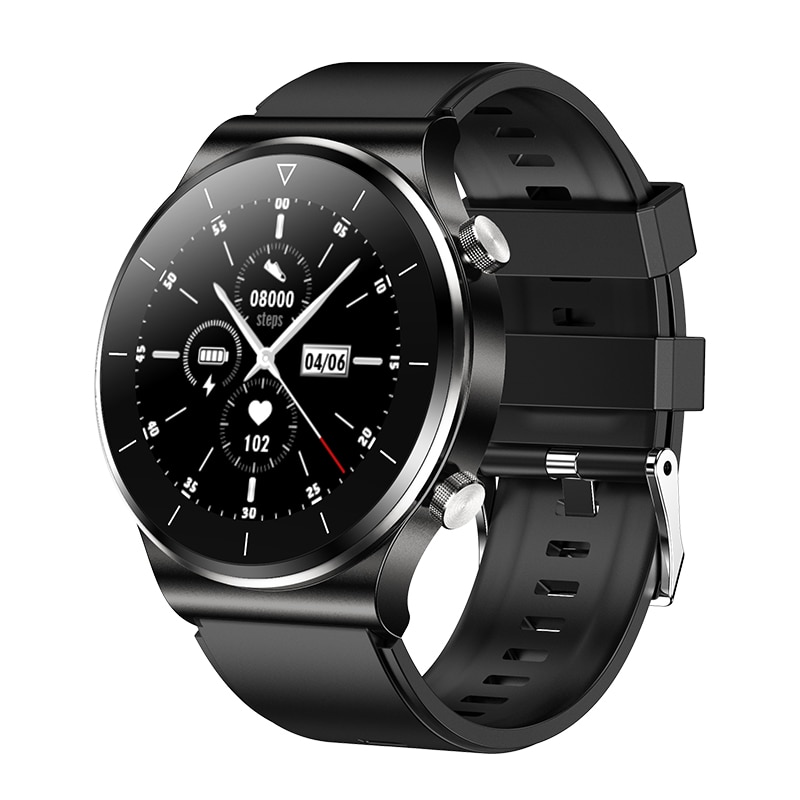 Ceas SmartWatch DacEnergy©, ecran IPS de 1.3 inch, Android/ios, Impermeabil IP68, monitorizare ritm cardic, tensiune arteriala, somn, arderea caloriilor, pedometru, cronometru, vremea, sedentarism, curea silicon, negru
