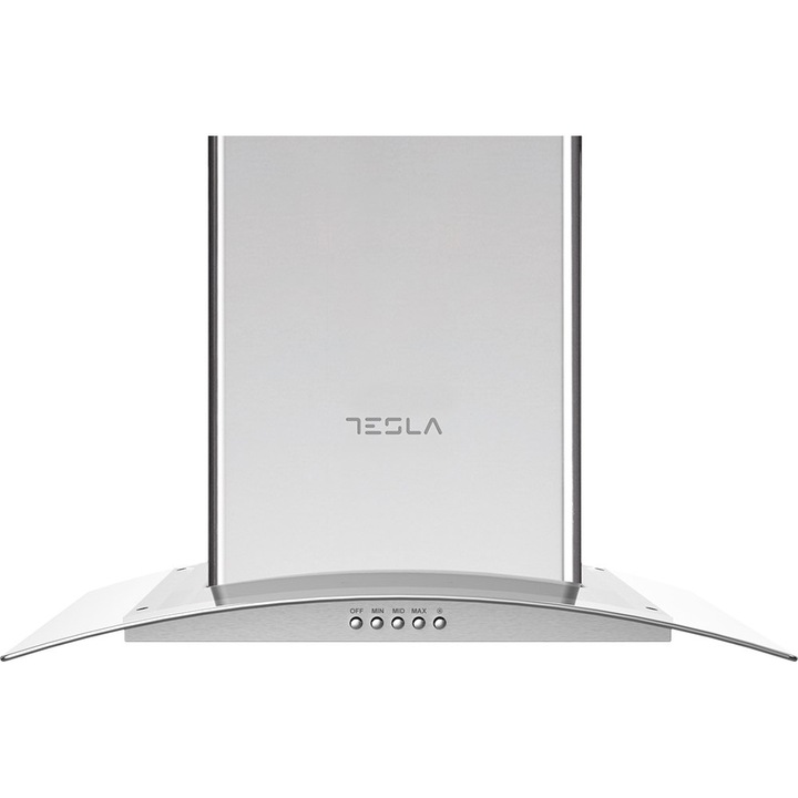 Tesla DD600SG Dekoratív elszívó, 60 cm, üveggel 90 cm, 190W, 500 m3/h, 3 sebesség, inox/üveg