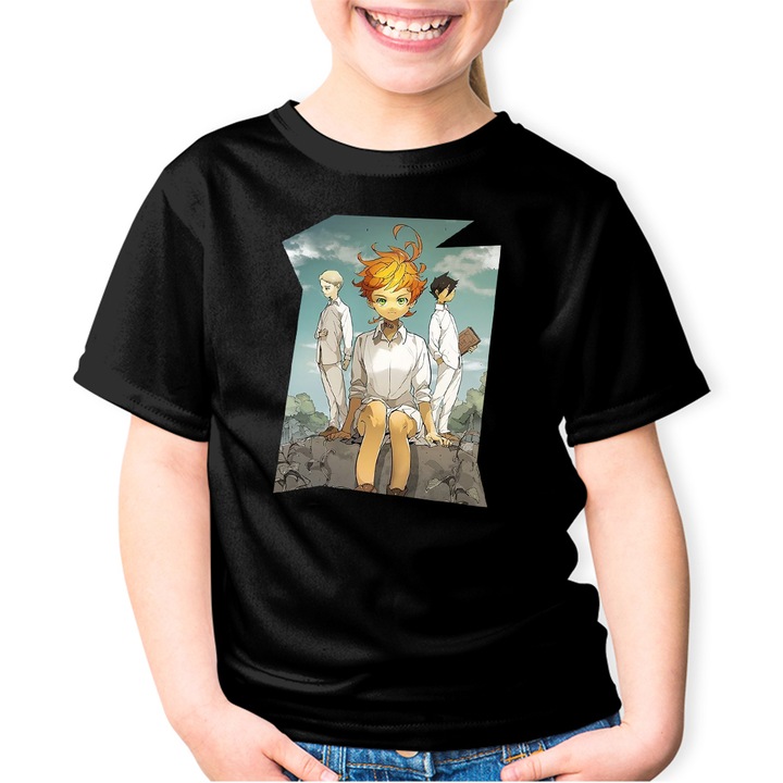 Tricou copii The Promised Neverland Emma Ray Norman Zid, negru, marime 128-134 CM, varsta 5-6 ani