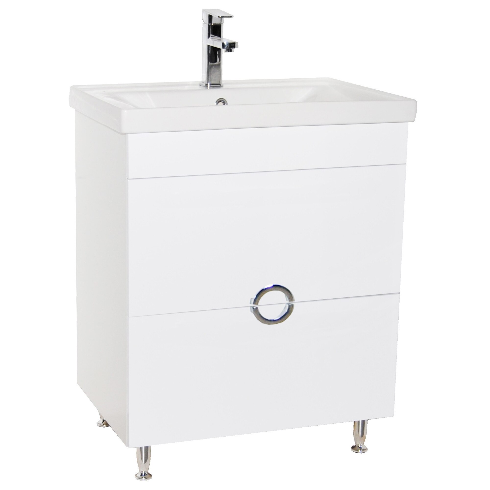 Baza si lavoar Badenmob seria 781 , 60.5x46cm , Alb lucios