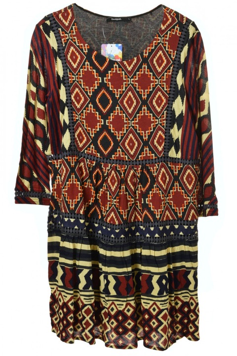 Desigual bordó mintás női ruha – L