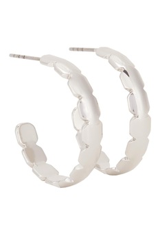 PARFOIS, Cercei semicerc cu design valurit, Argintiu PARFOIS, Cercei semicerc cu design valurit, Argintiu