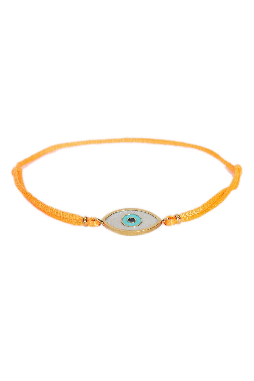 PARFOIS, Bratara cu nod glisant si talisman Evil-Eye, oranj, albastru aqua