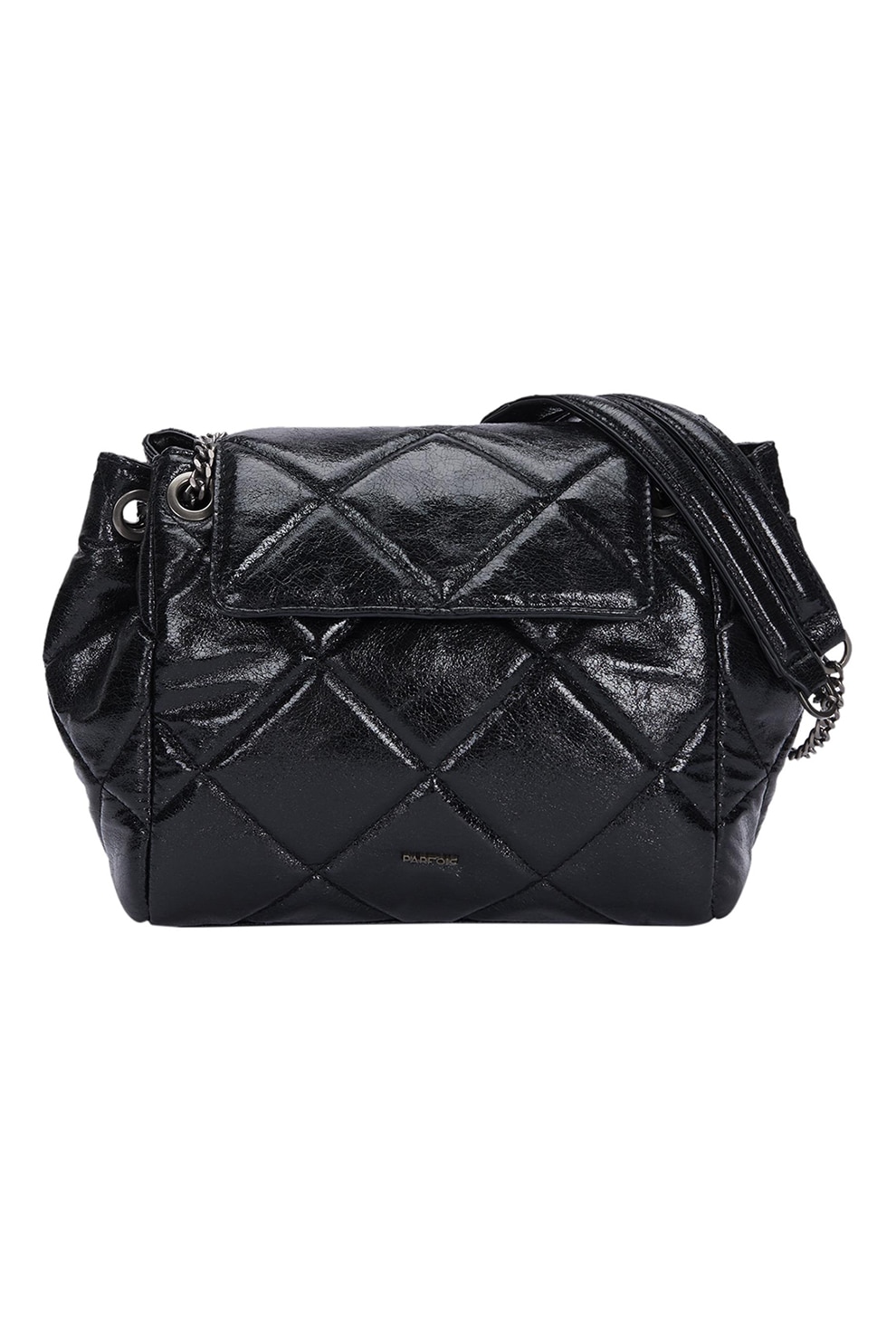 PARFOIS, Geanta crossbody de piele ecologica cu aspect matlasat, Negru, 20x22x10 CM Standard