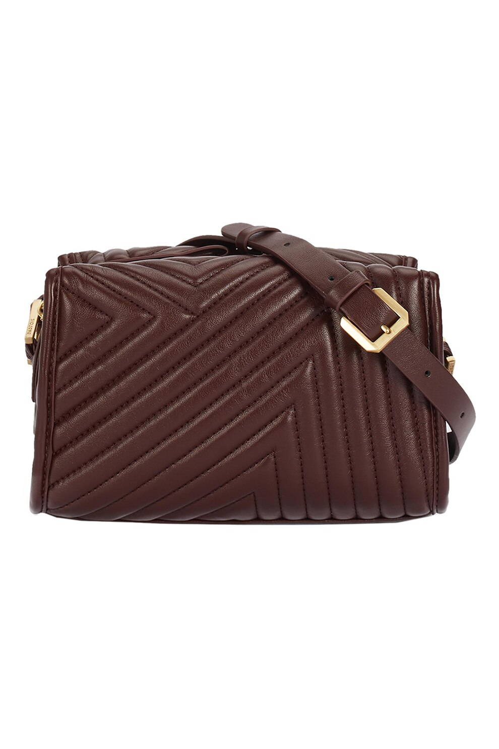 PARFOIS, Geanta de piele ecologica cu bareta de umar si aspect matlasat, Violet pruna, 13.5x22x10.5 CM Standard