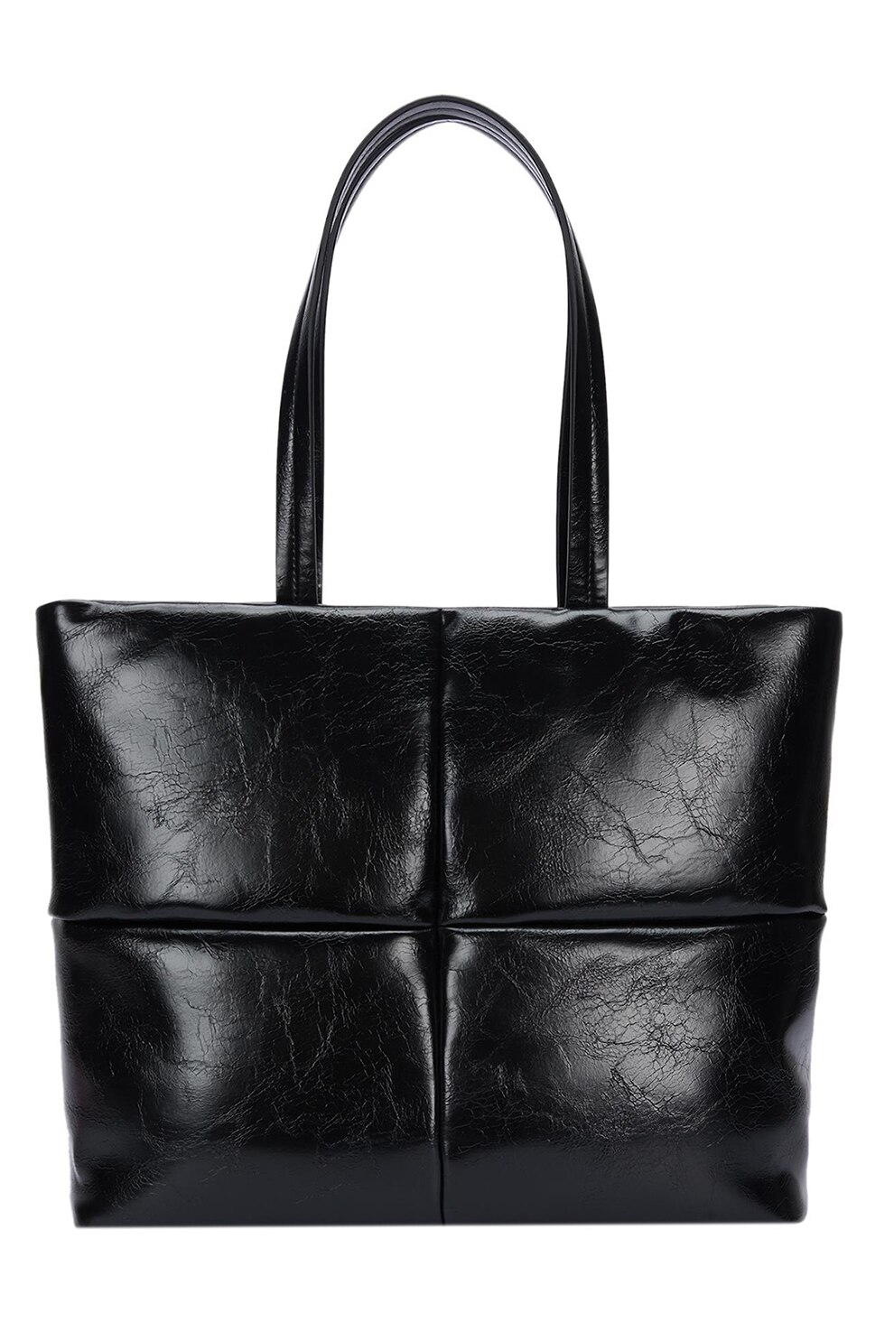 PARFOIS, Geanta de piele ecologica cu bareta de umar si aspect texturat, Negru, ONE SIZE Standard