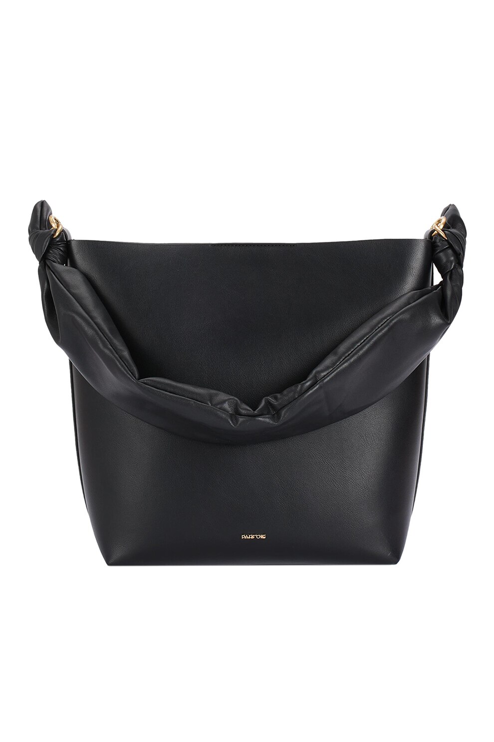 PARFOIS, Geanta de piele ecologica cu bareta de umar si logo discret, Negru, 30x34x13 CM Standard