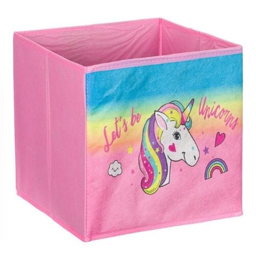 Cutie depozitare fara capac, Unicorn, Roz, 25x25x25 cm