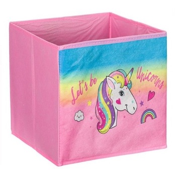 Cutie depozitare fara capac, Unicorn, Roz, 25x25x25 cm Cutie depozitare fara capac, Unicorn, Roz, 25x25x25 cm