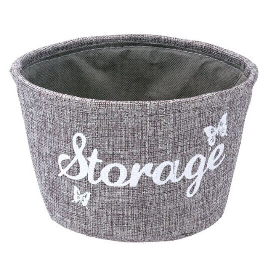 Cos de depozitare, material textil, Gri, 18x11 cm