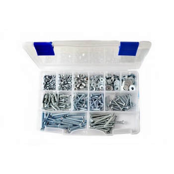 Set cutie 440 piese multifunctional - surub cap hexagonal si plat, piulita, saiba Set cutie 440 piese multifunctional - surub cap hexagonal si plat, piulita, saiba