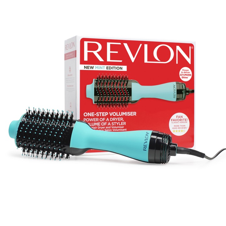 Фиксирана електрическа четка REVLON One-Step Hair Dryer and Volumizer, RVDR5222MUKE MINT, За средна и дълга коса