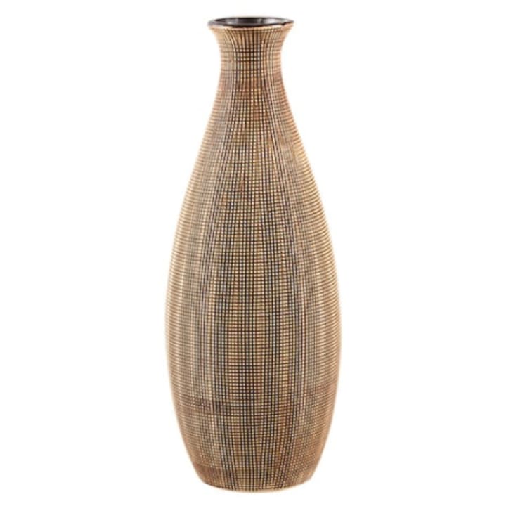 PRC Kerámia váza, 30 cm, absztrakt, Barna