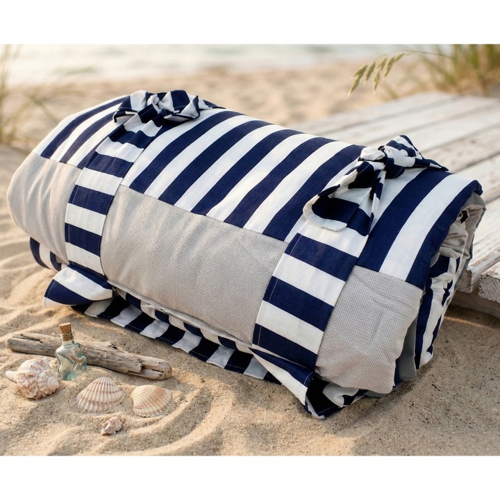 Patura de plaja, picnic, multicolor, in dungi, 180 x 200 cm