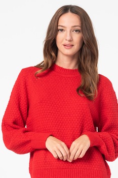 b.young, Pulover din amestec de lana cu decolteu la baza gatului Martine, Rosu, XS b.young, Pulover din amestec de lana cu decolteu la baza gatului Martine, Rosu, XS