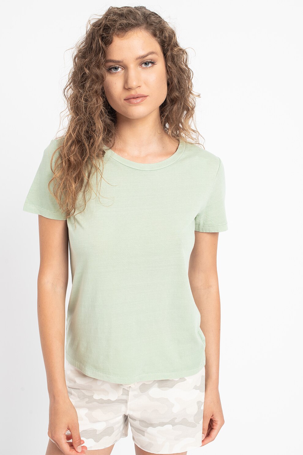 GAP, Tricou din bumbac organic cu decolteu rotund, Verde sparanghel