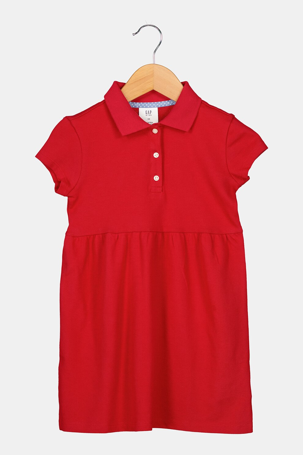 GAP, Rochie polo din bumbac organic cu maneci scurte, Rosu inchis