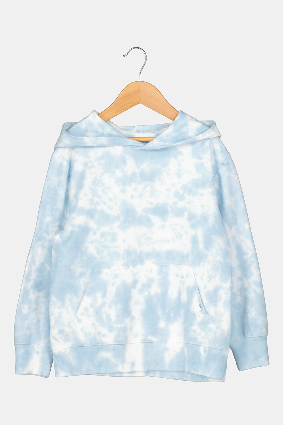 GAP, Hanorac cu imprimeu tie-dye si buzunar kangaroo, Bleu/Alb