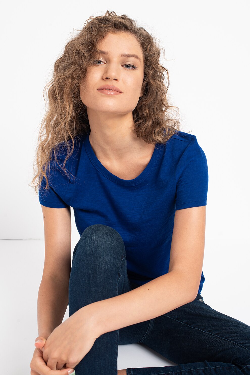 GAP, Tricou din bumbac cu decolteu rotund, Indigo