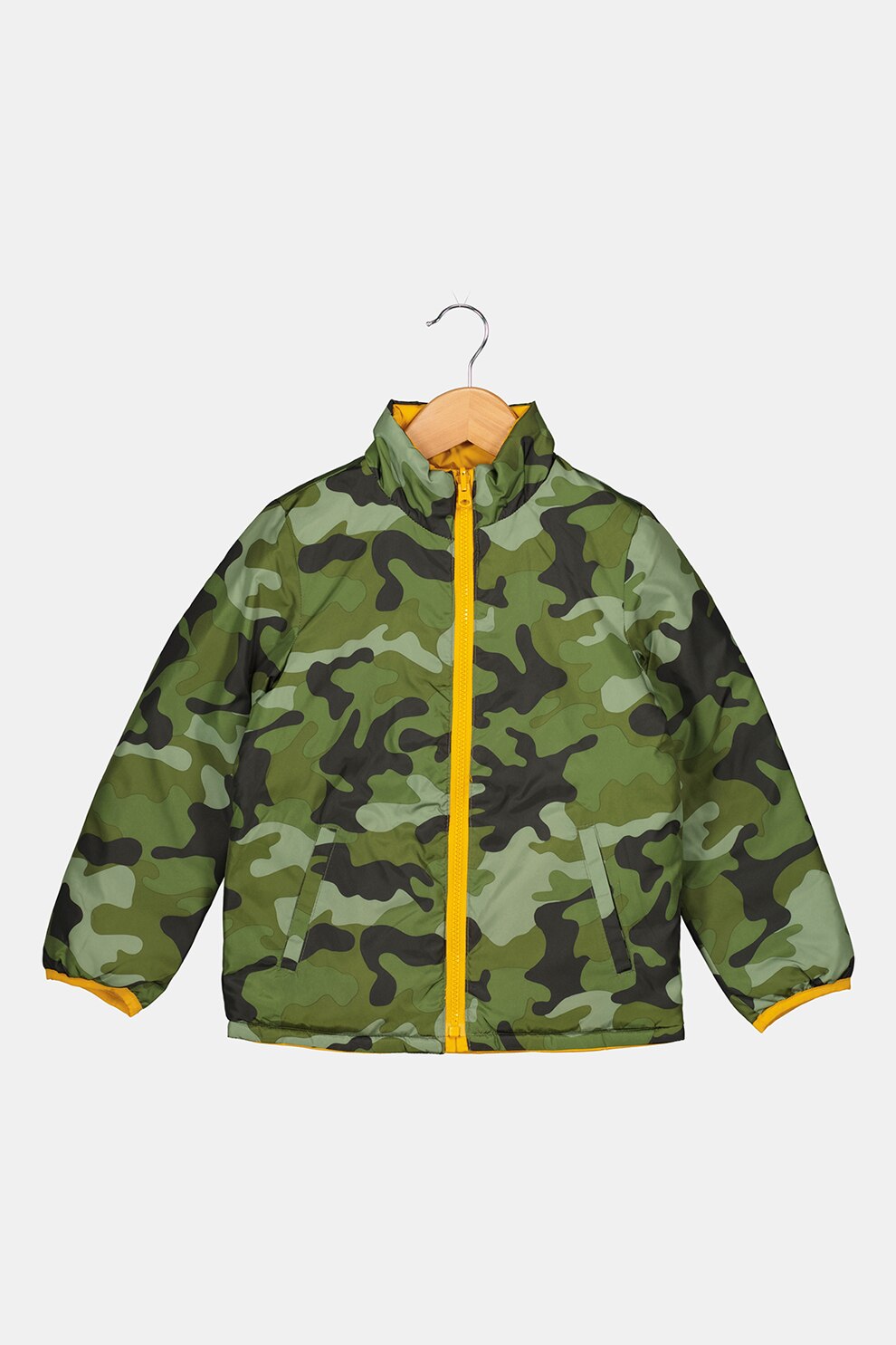 GAP, Jacheta reversibila cu fermoar, Verde militar/Galben sofran