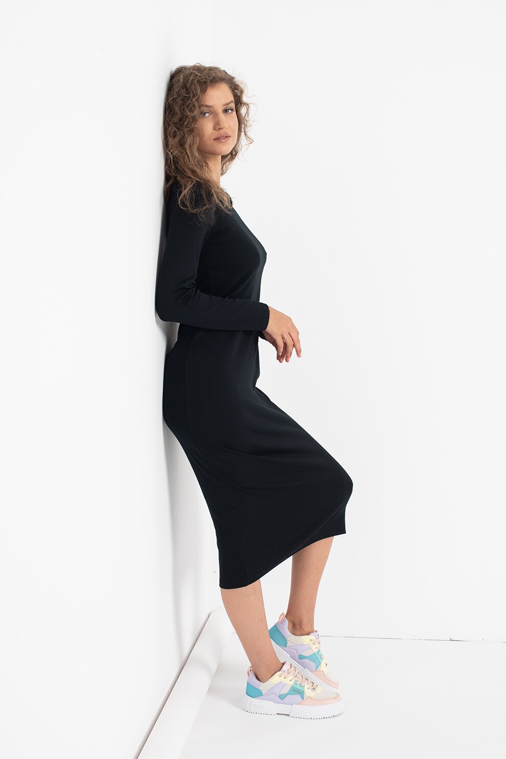 GAP, Rochie bodycon slim fit midi, Negru