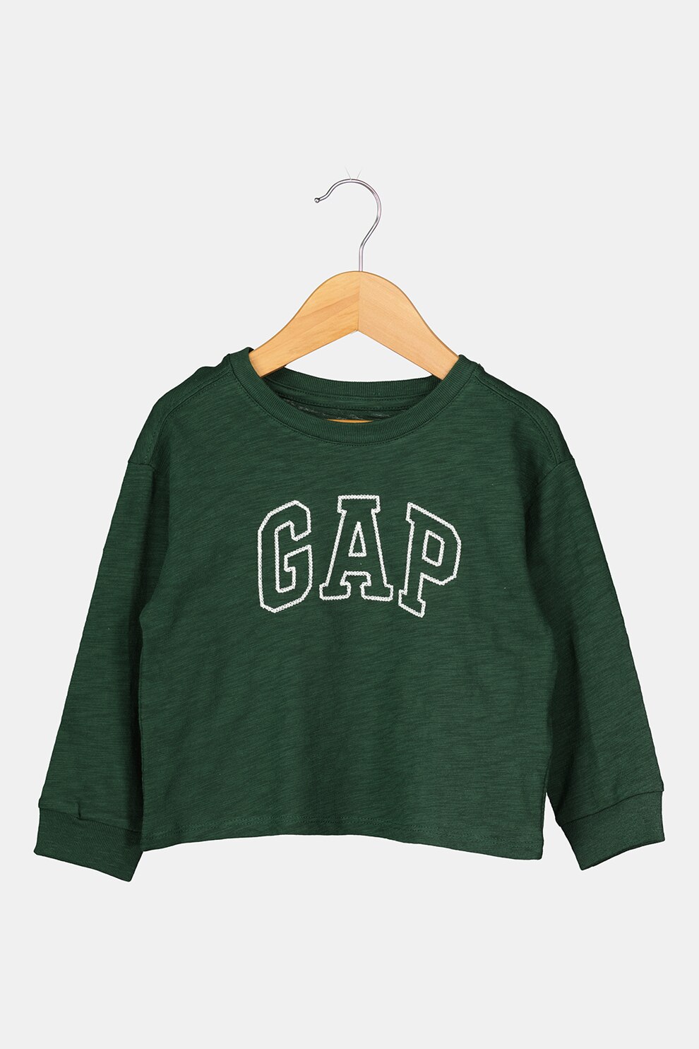 GAP, Bluza sport din bumbac cu logo cusut, Verde englez/Alb