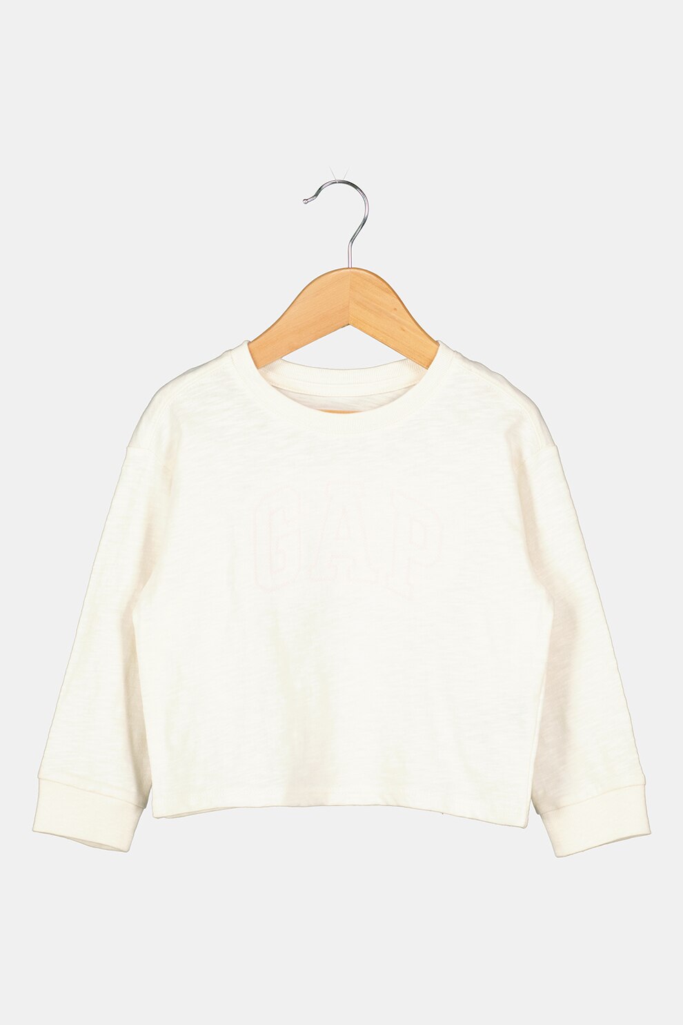 GAP, Bluza sport din bumbac cu logo cusut, Alb fildes/Roz pastel