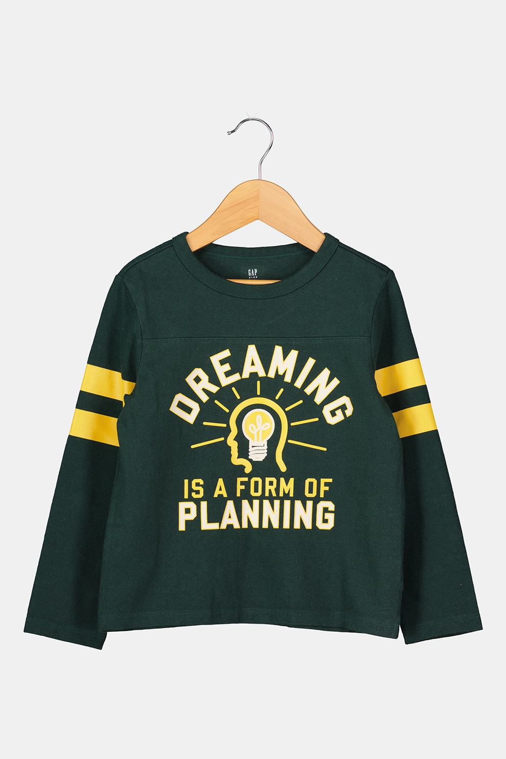 GAP, Bluza sport cu decolteu la baza gatului si imprimeu, Verde englez/alb/galben