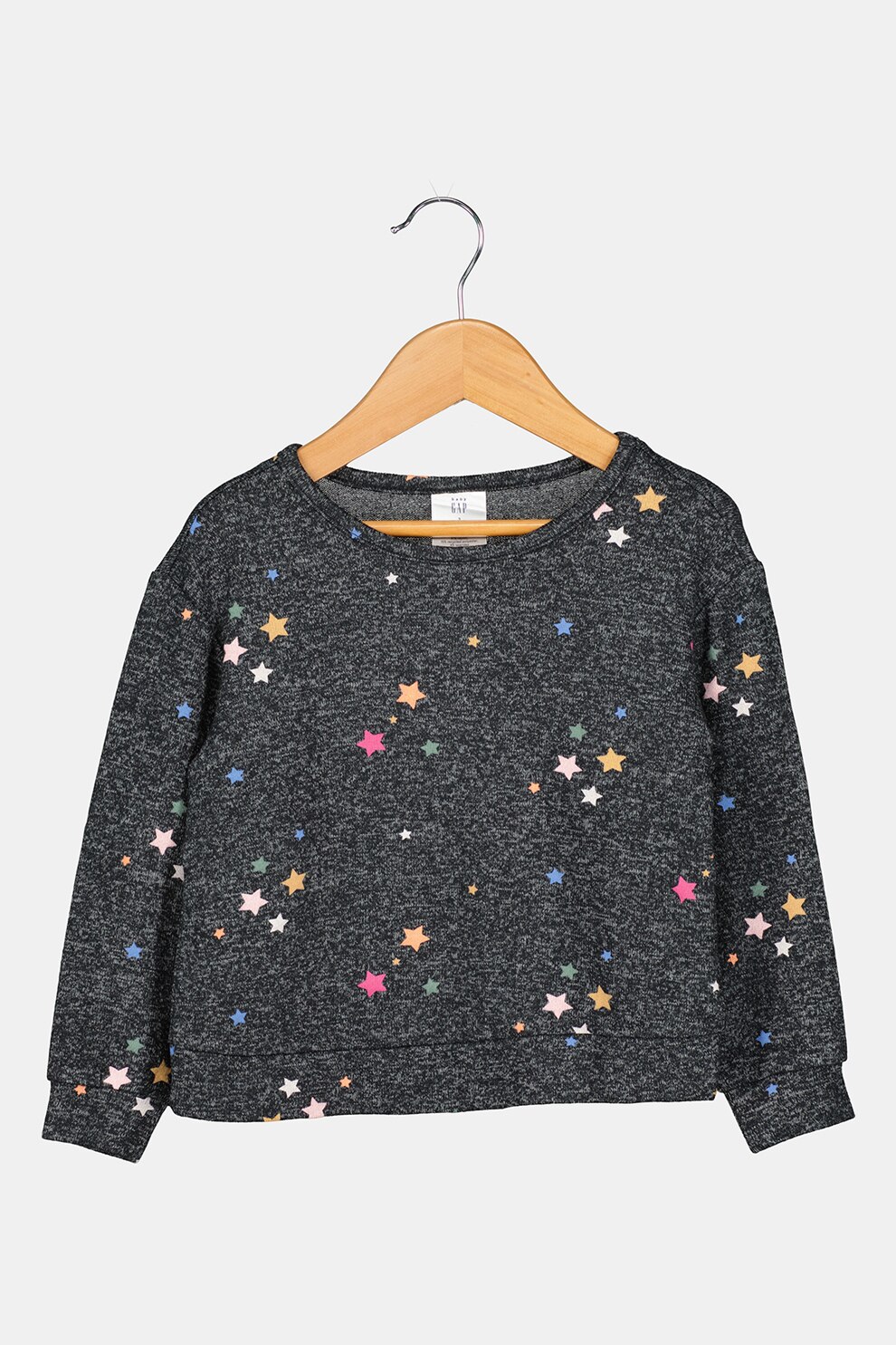 GAP, Bluza sport cu model stratificat pe partea din spate, Negru melange/roz/oranj