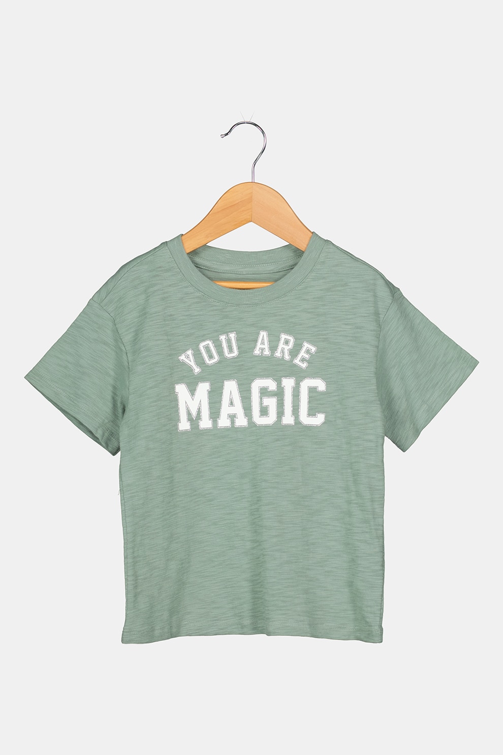 GAP, Tricou supradimensionat cu imprimeu text, Verde feriga/alb/argintiu