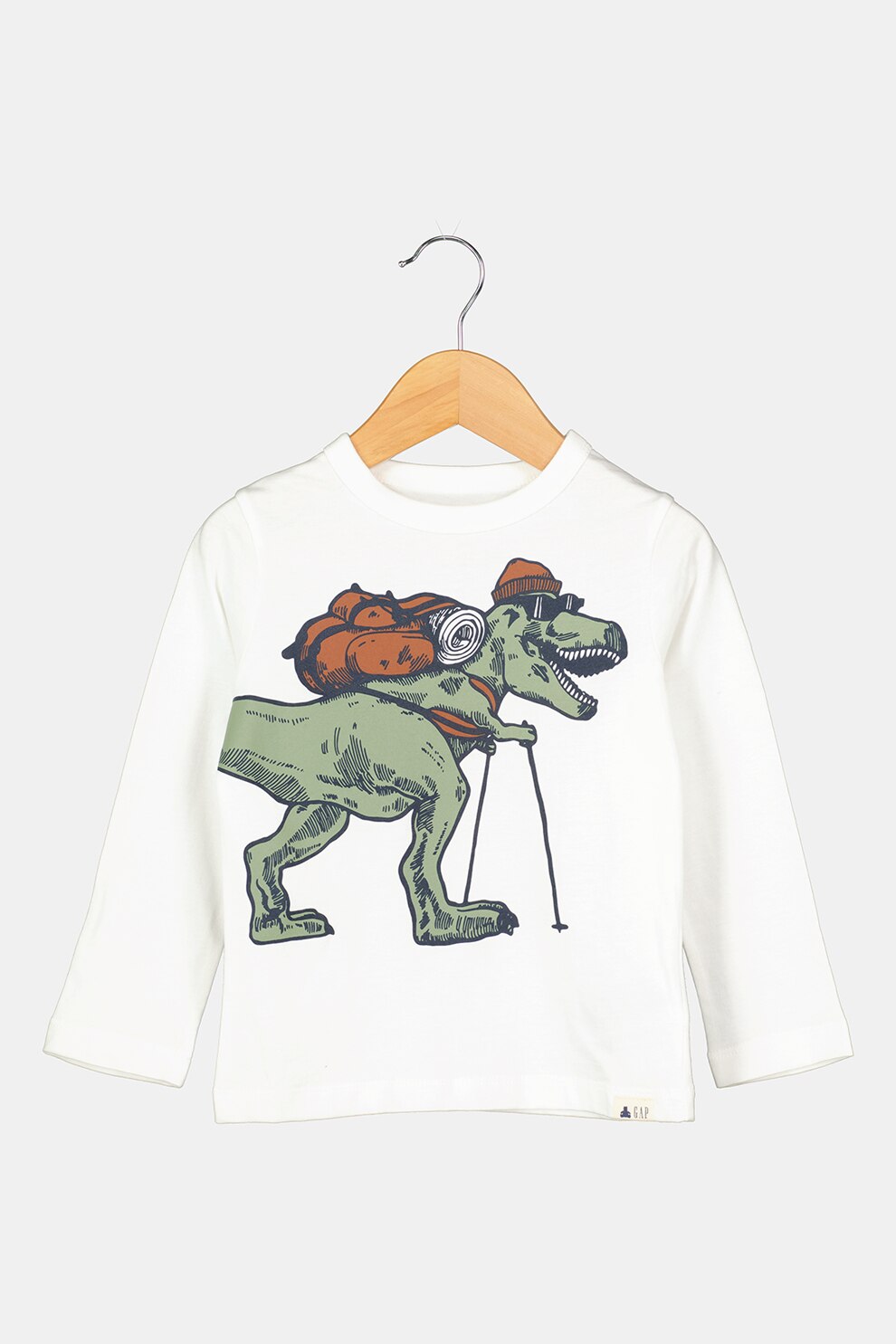 GAP, Bluza din bumbac organic cu imprimeu, Alb/Verde/Maro