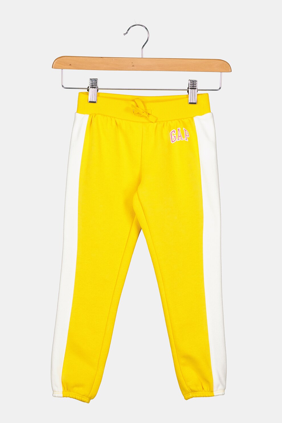 GAP, Pantaloni sport cu talie elastica, Galben/Alb