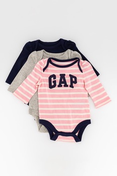GAP, Set de body-uri cu imprimeu - 3 piese, Roz/Alb/Bleumarin GAP, Set de body-uri cu imprimeu - 3 piese, Roz/Alb/Bleumarin