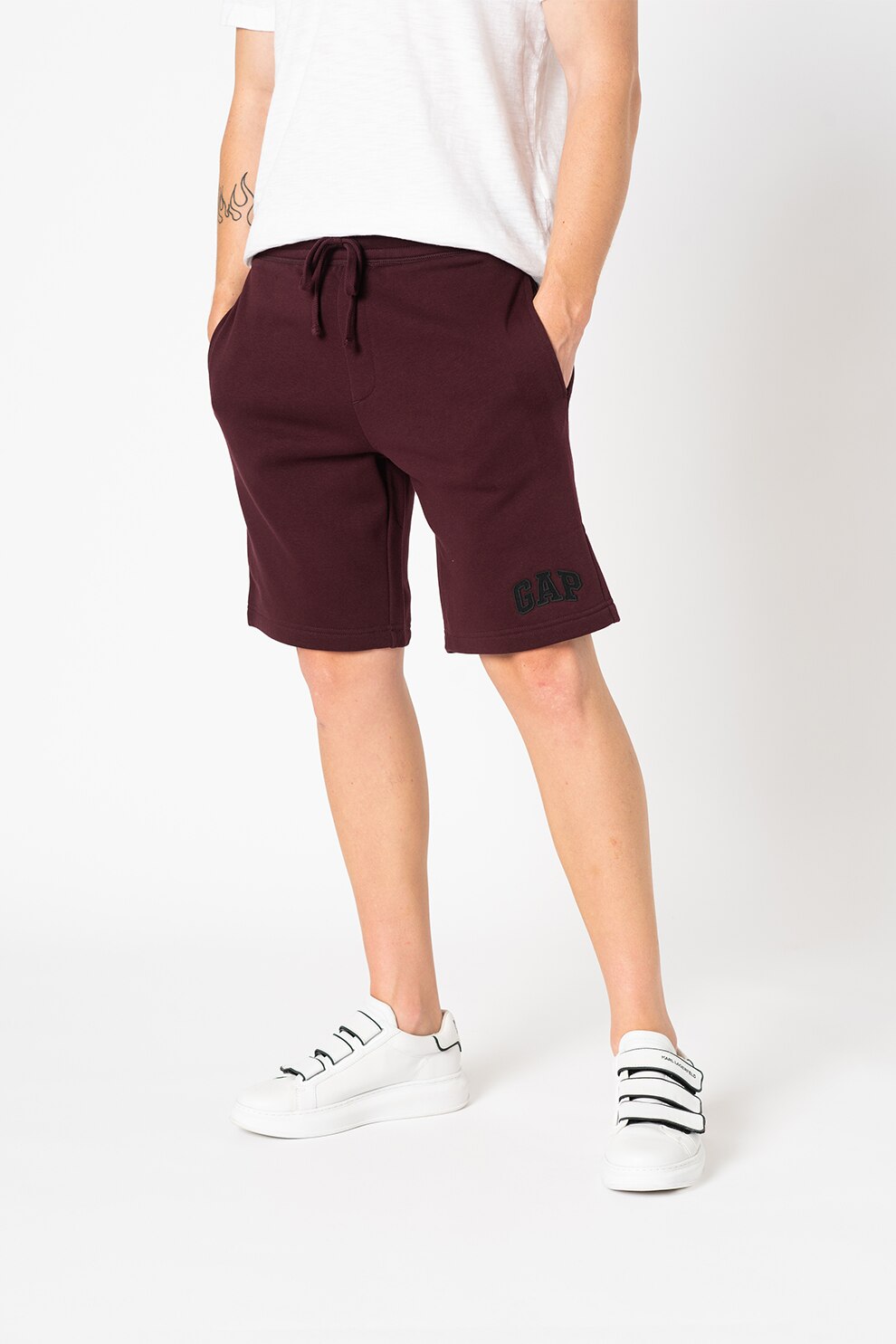 GAP, Pantaloni sport scurti cu logo, Visiniu