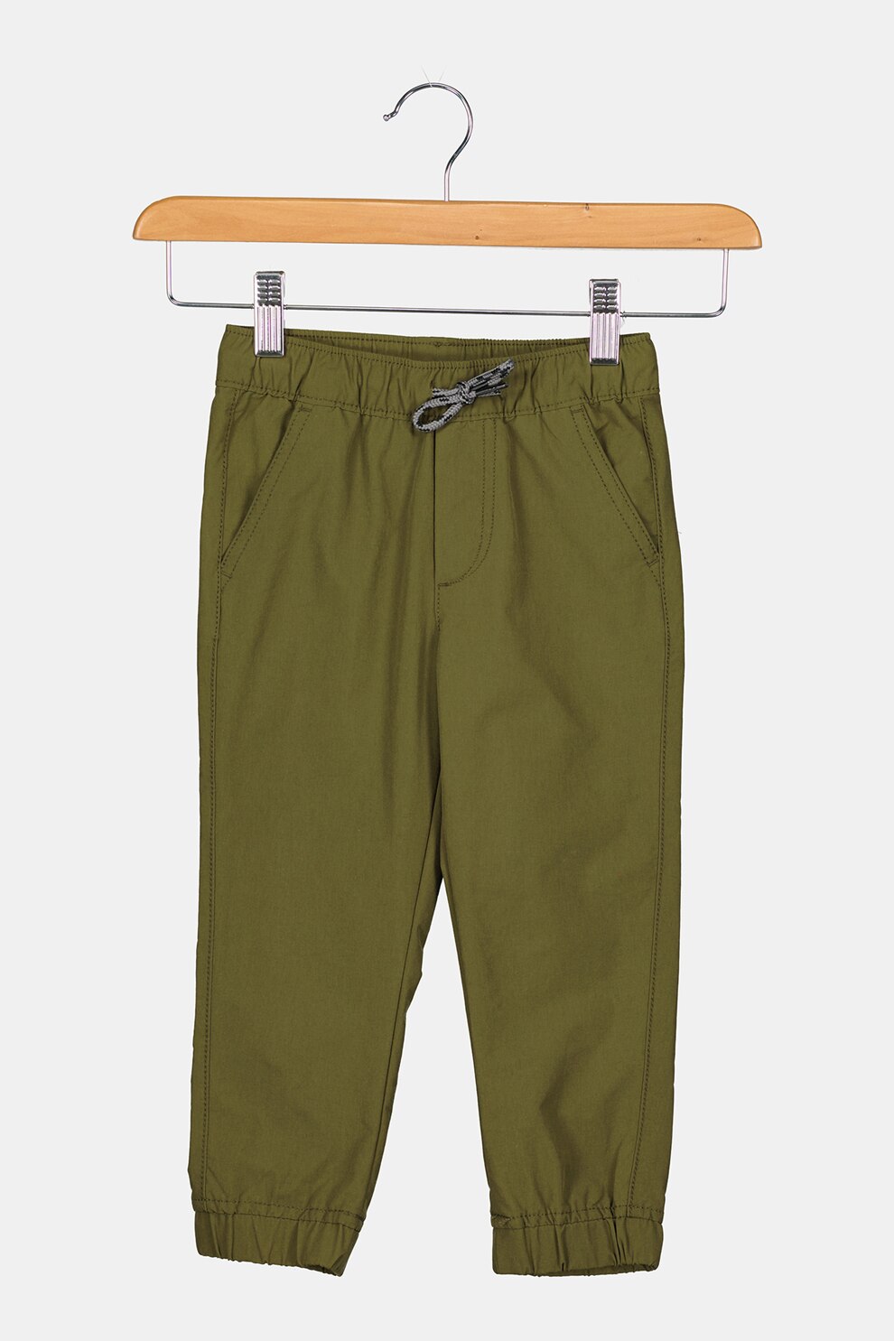 GAP, Pantaloni cu croiala conica si snur de ajustare, Verde oliv