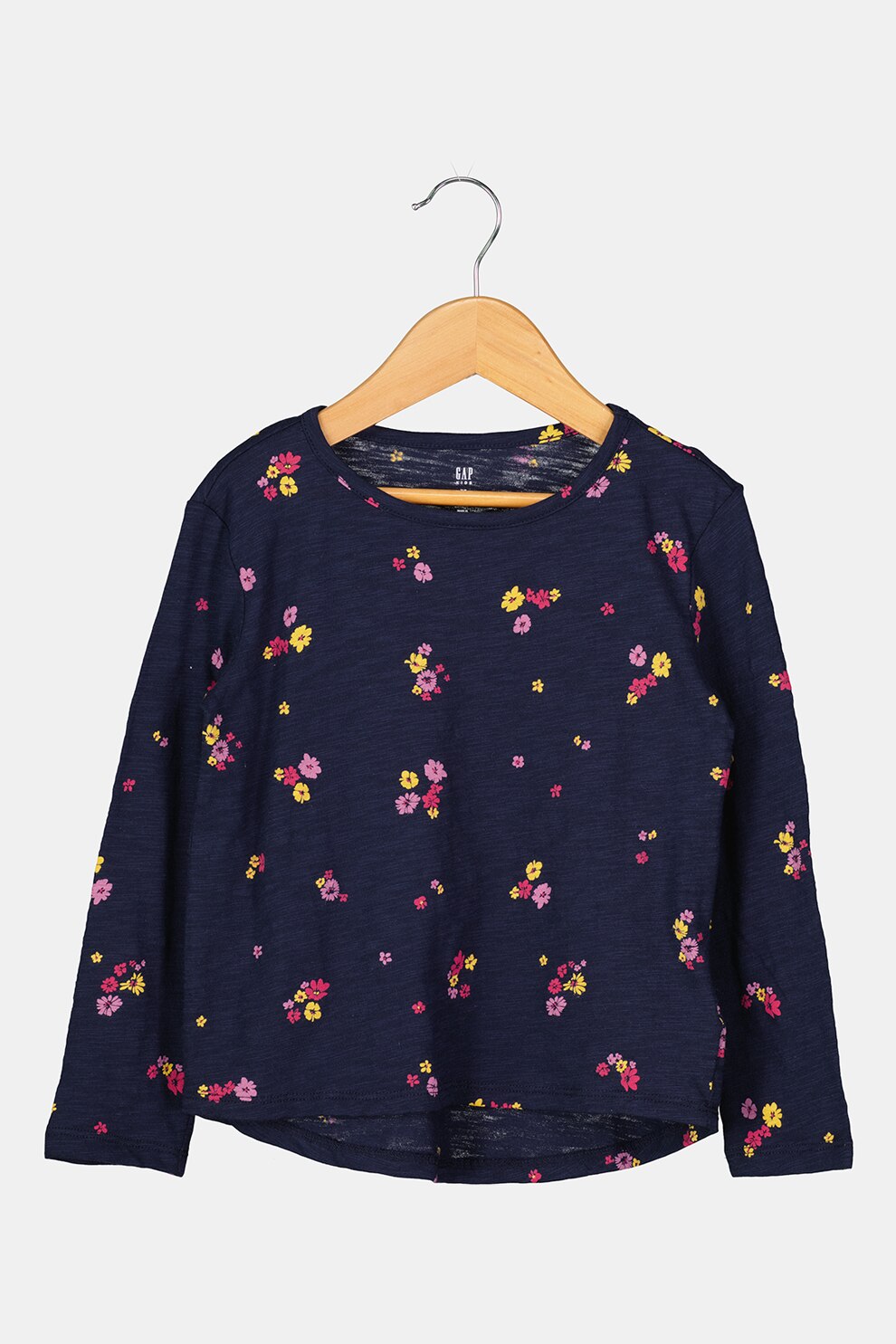 GAP, Bluza cu imprimeu si decolteu rotund, Bleumarin/Roz/Galben