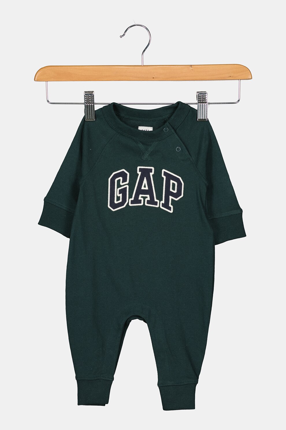 GAP, Salopeta cu decolteu la baza gatului si aplicatie logo pe piept, Verde forest, 50 CM Standard