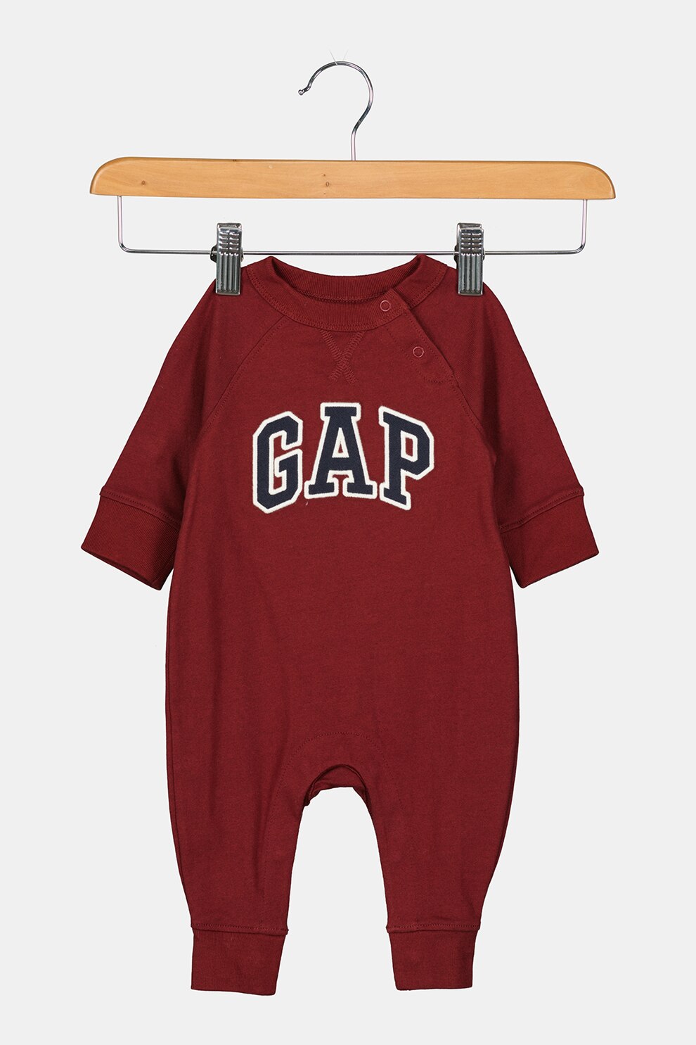 GAP, Salopeta cu decolteu la baza gatului si aplicatie logo pe piept, Violet aubergine/alb/bleumarin, 50 CM Standard