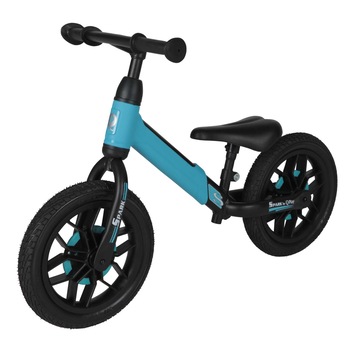 Bicicleta de echilibru fara pedale cu roti de cauciuc qPlay Spark, Lumini LED pe roti, Albastru Bicicleta de echilibru fara pedale cu roti de cauciuc qPlay Spark, Lumini LED pe roti, Albastru
